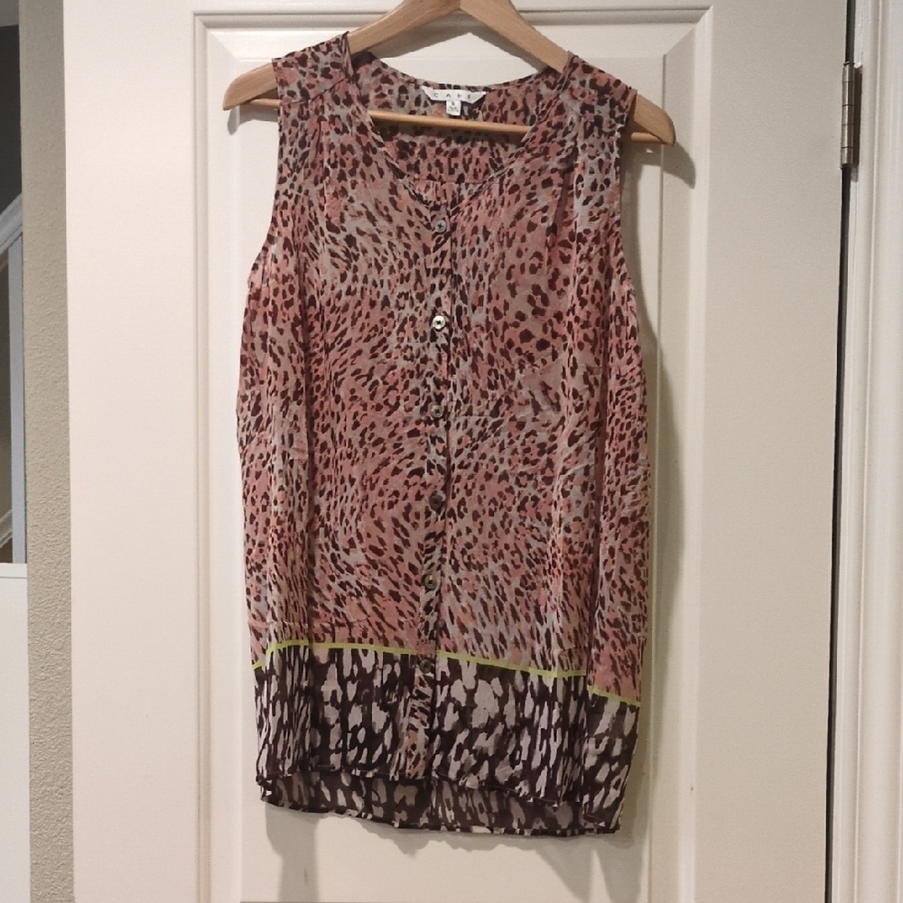 CAbi Animal Print Sleeveless Blouse